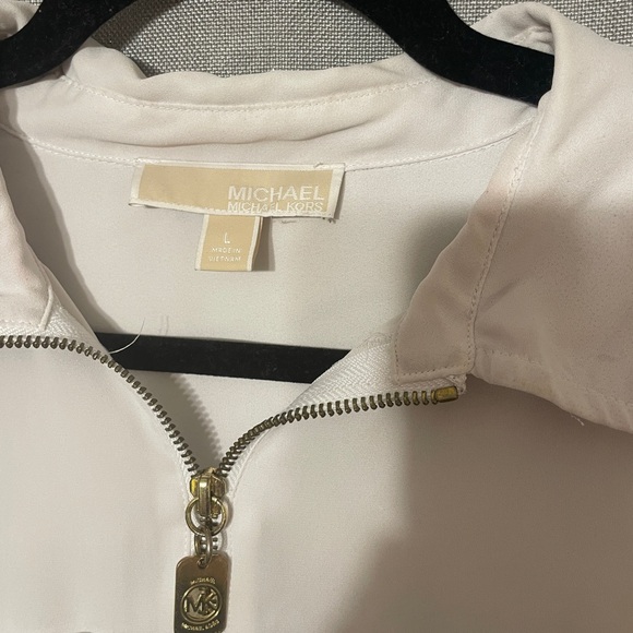 Preowned Michael Kors cream white womens collar shirt top blouse size large - Picture 5 of 12